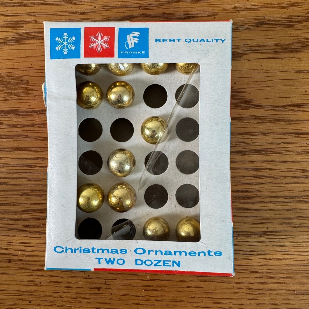 Franke Christmas Ornaments Gold Glass Balls‎ Vintage mini tree ornaments